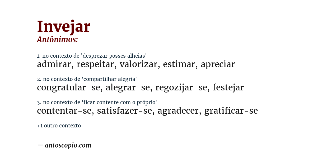 Antônimo de invejar