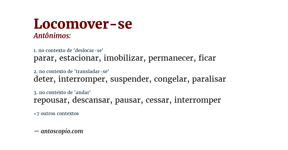 Antônimo de locomover-se