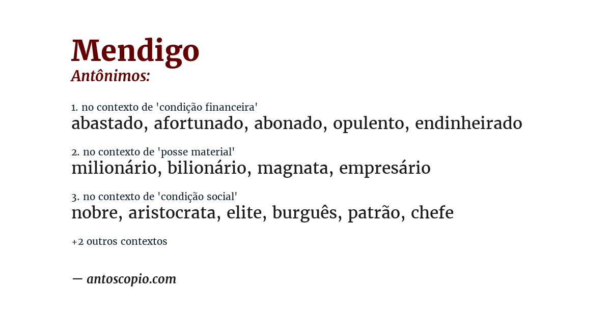 Antônimo de mendigo
