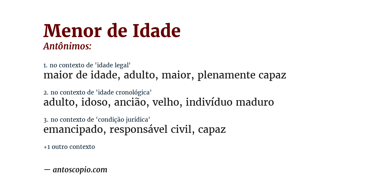Antônimo de menor de idade
