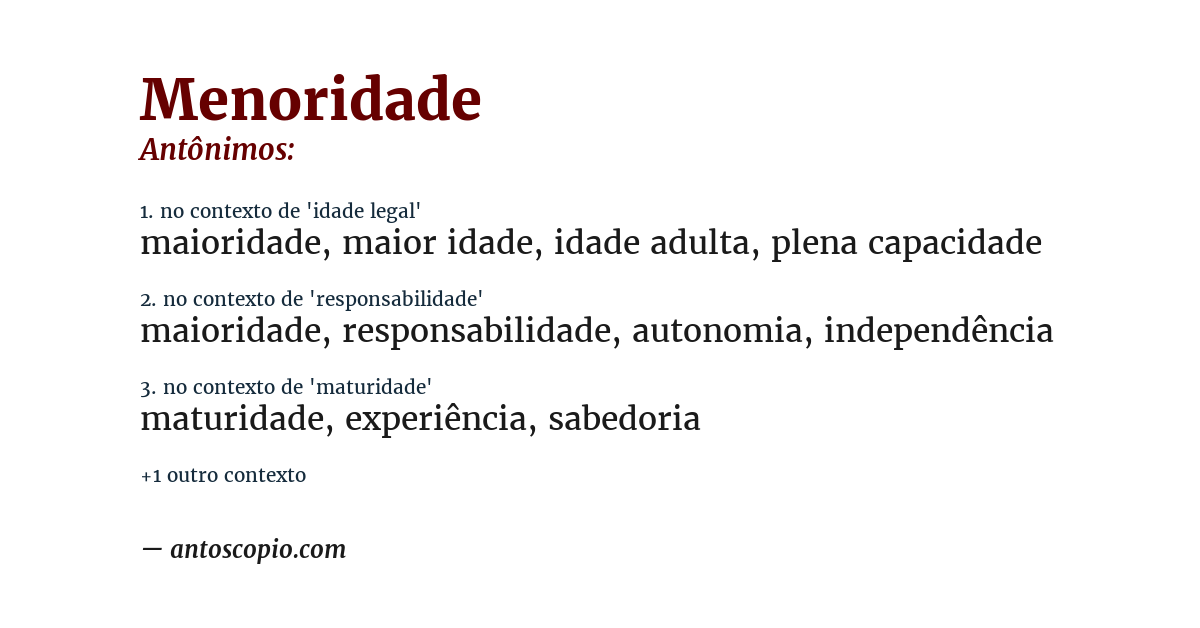 Antônimo de menoridade