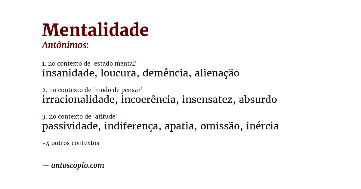 Antônimo de mentalidade