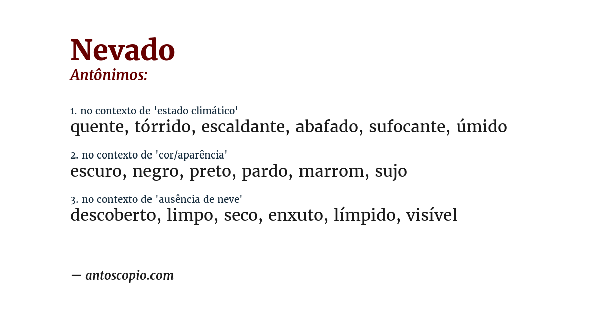 Antônimo de nevado
