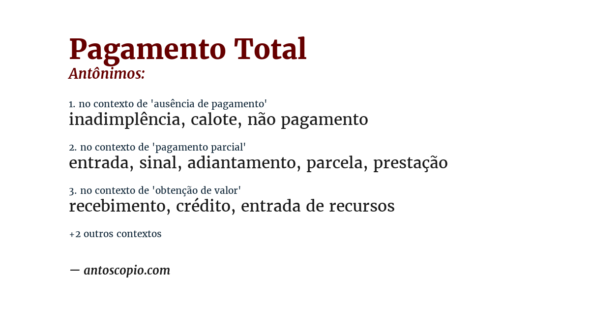 Antônimo de pagamento total