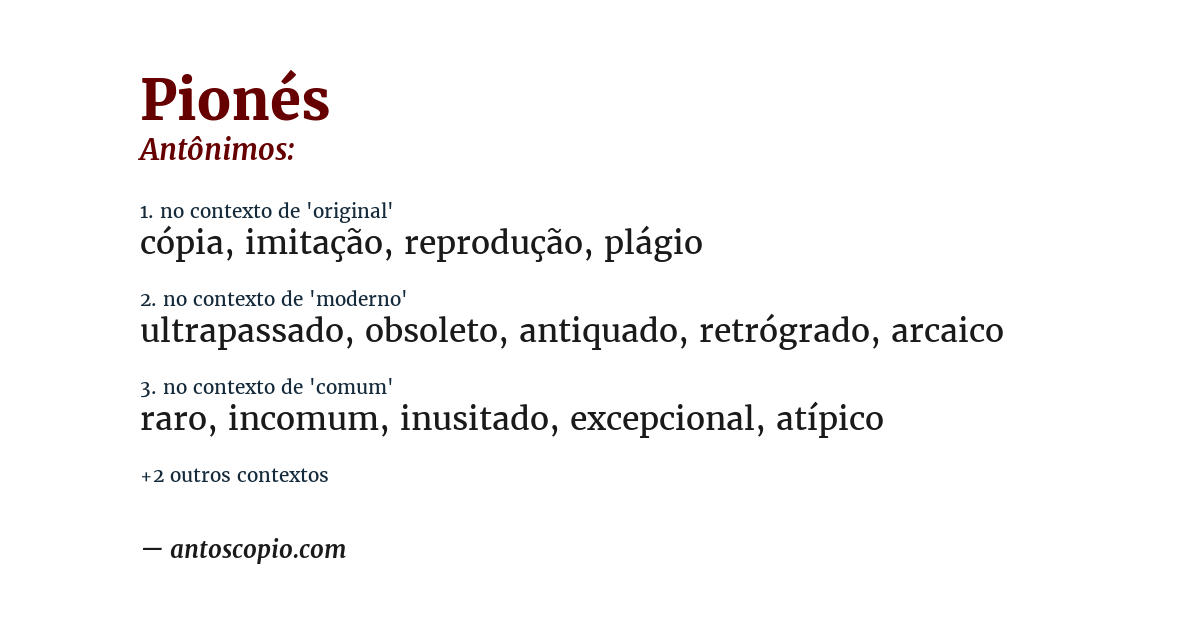 Antônimo de pionés