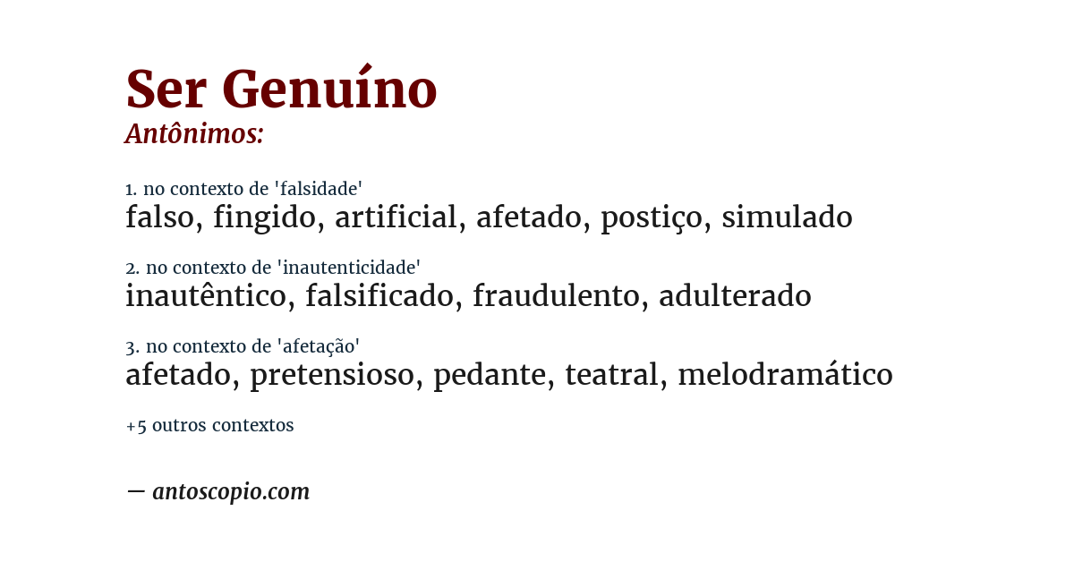 Antônimo de ser genuíno