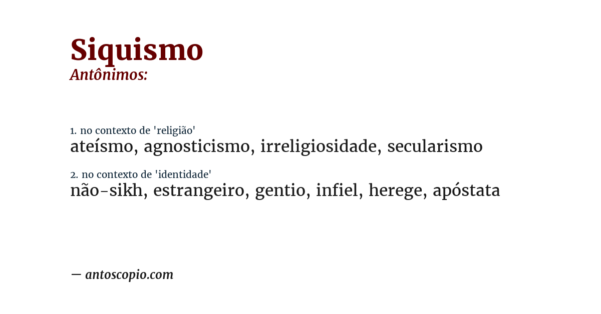 Antônimo de siquismo