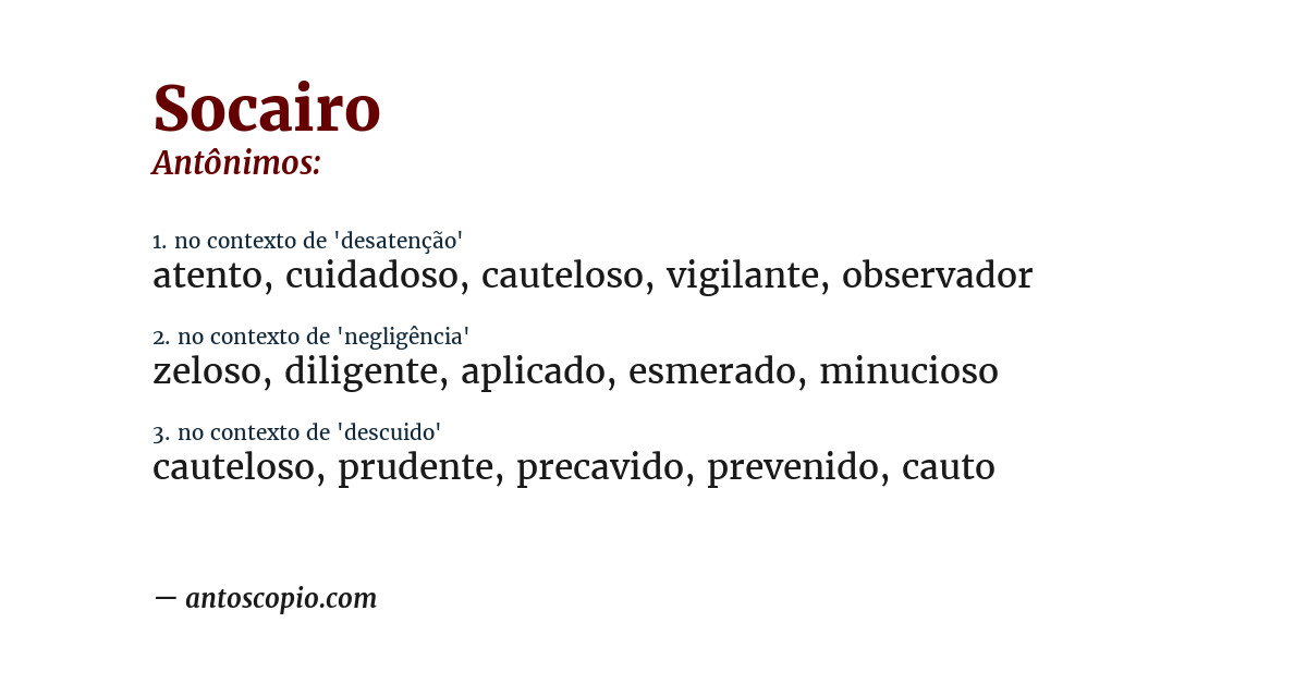 Antônimo de socairo