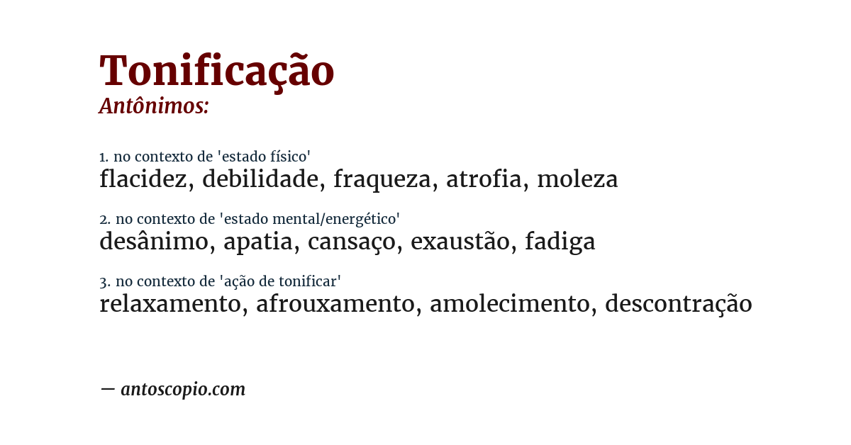 Antônimo de tonificação