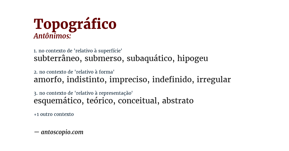 Antônimo de topográfico
