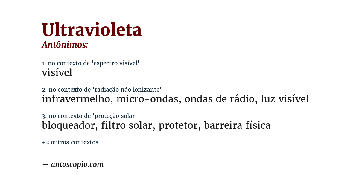 Antônimo de ultravioleta