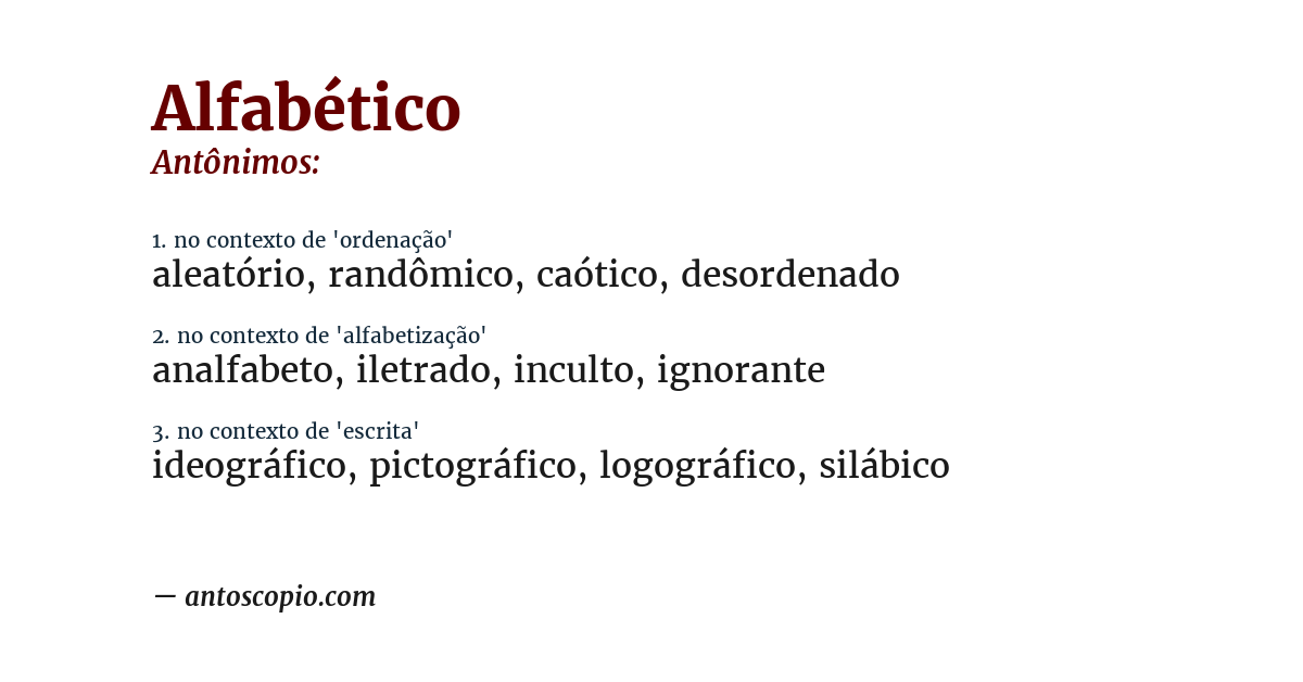 Antônimo de alfabético