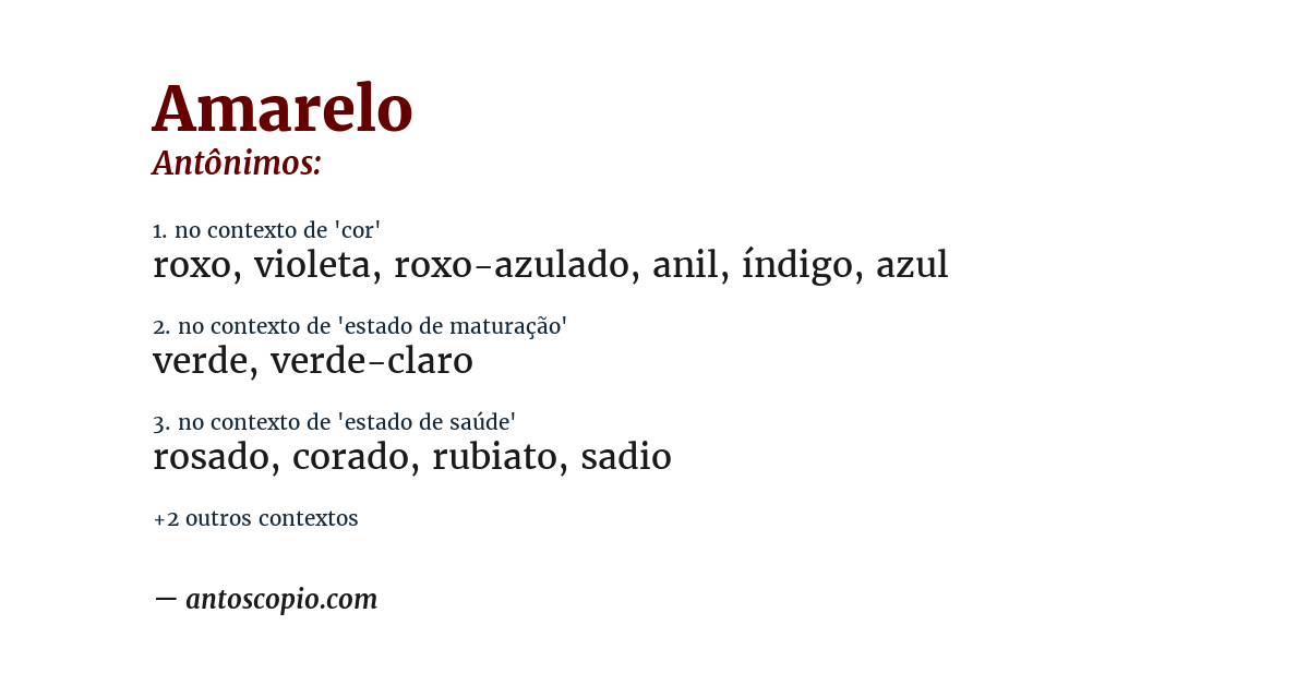 Antônimo de amarelo