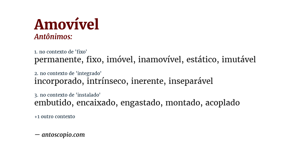 Antônimo de amovível