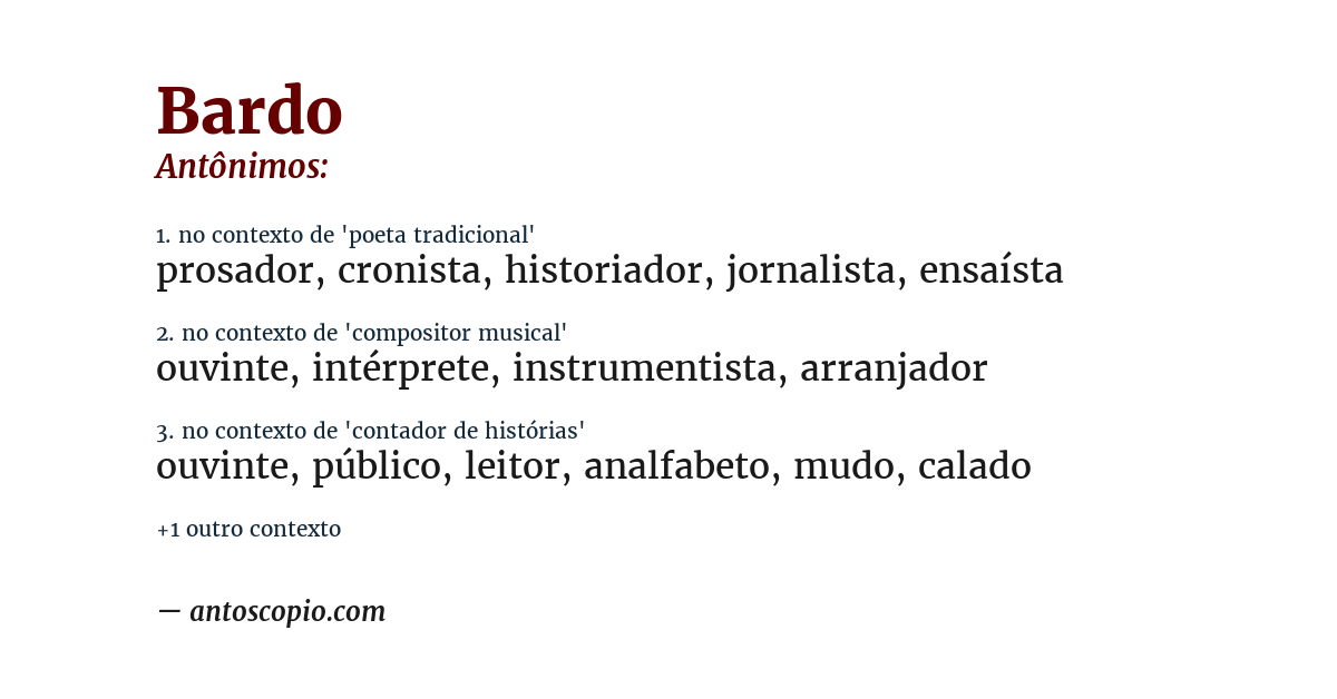 Antônimo de bardo