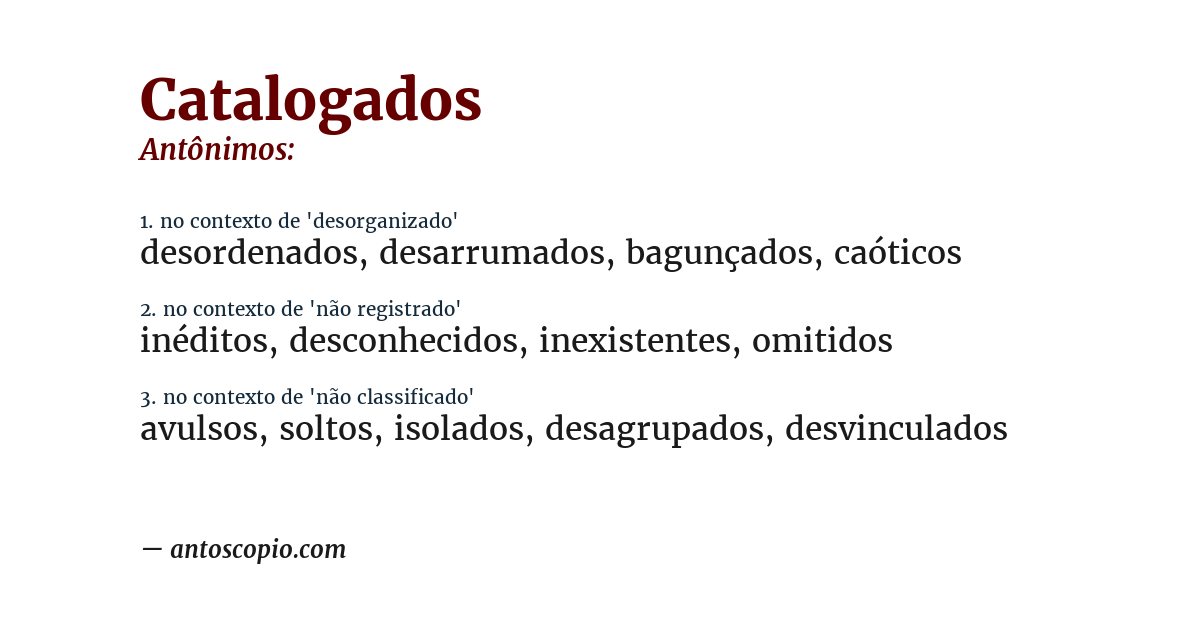 Antônimo de catalogados