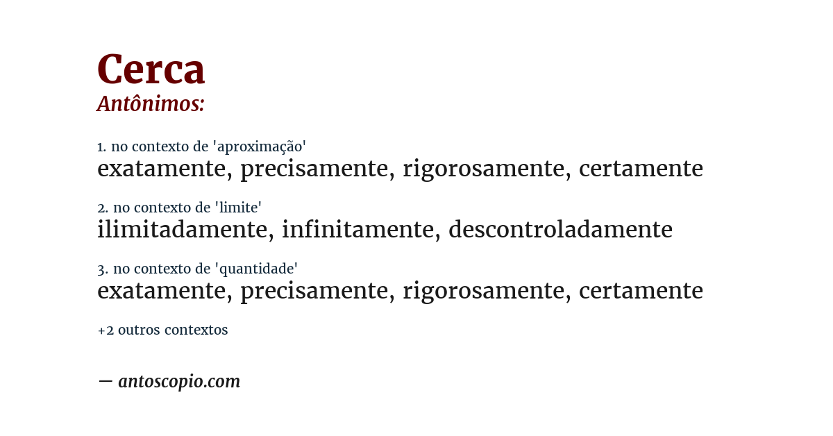 Antônimo de cerca