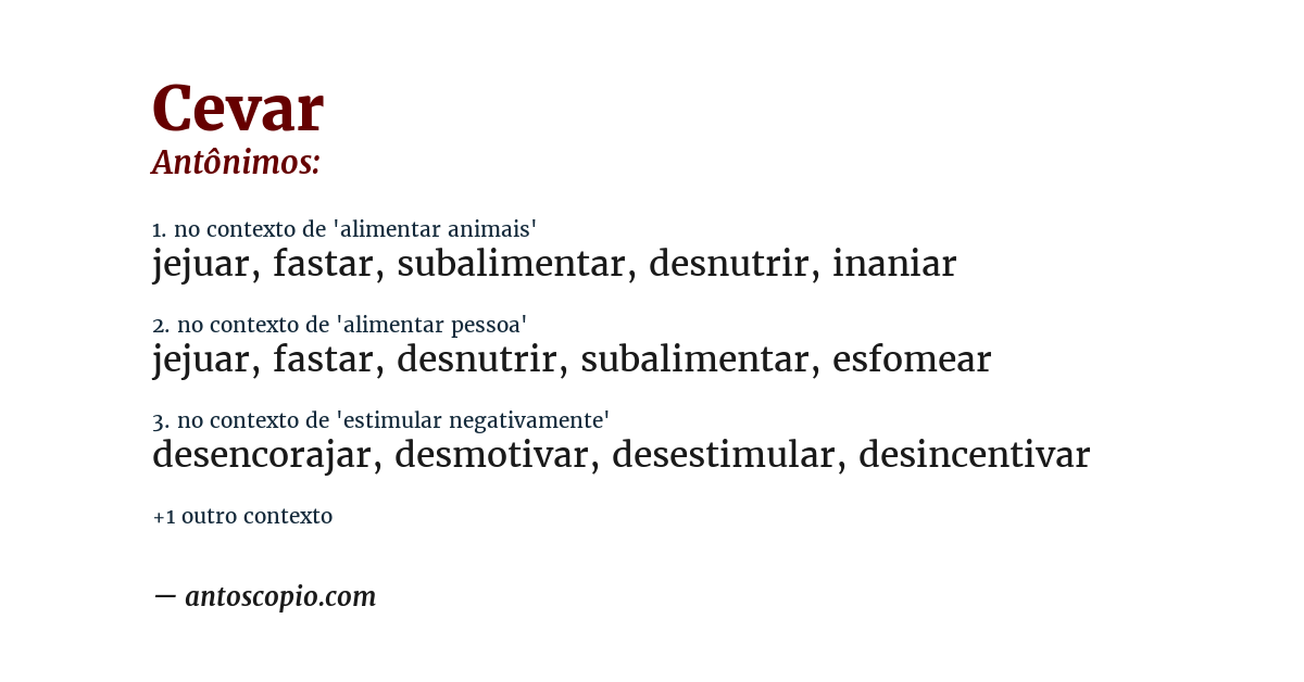 Antônimo de cevar