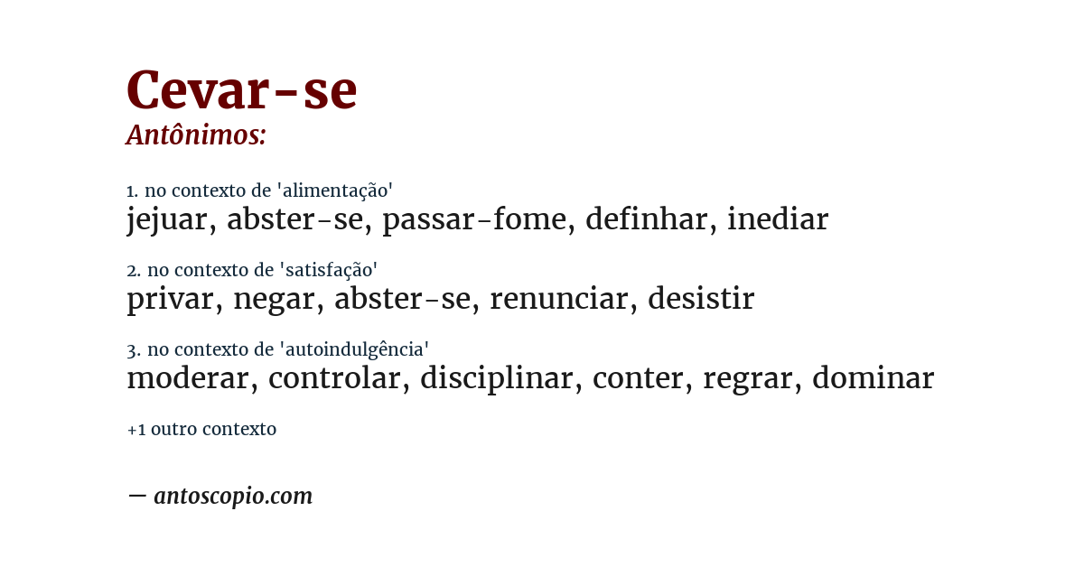 Antônimo de cevar-se