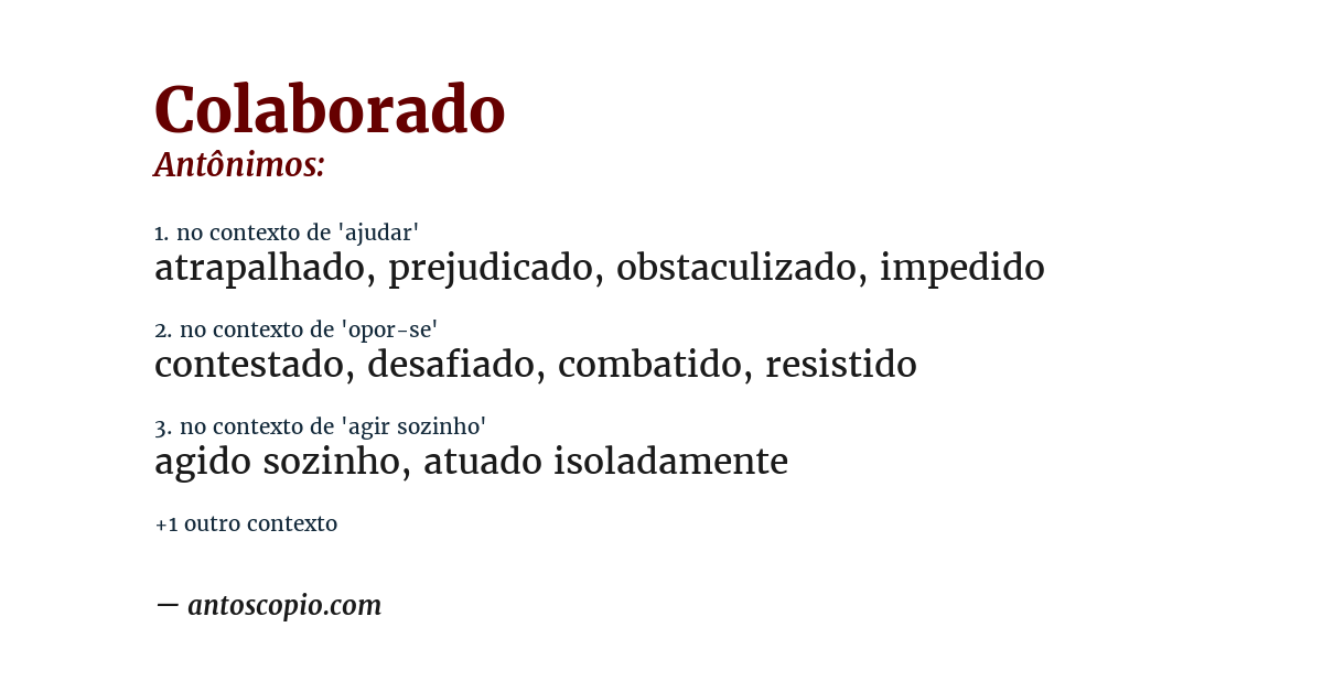 Antônimo de colaborado