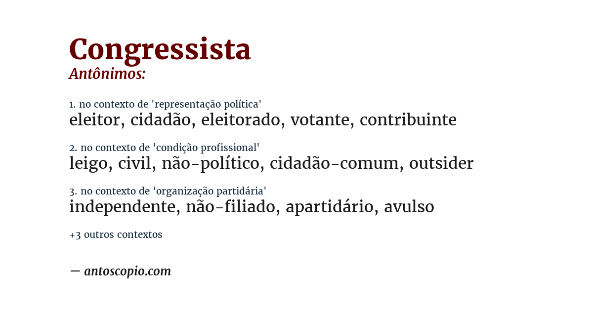 Antônimo de congressista