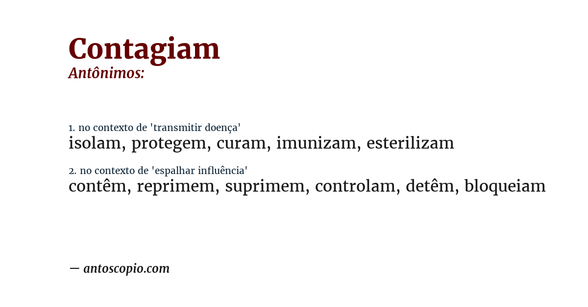 Antônimo de contagiam