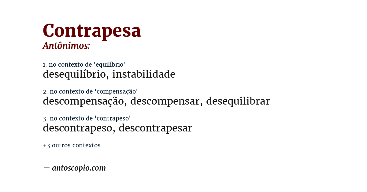 Antônimo de contrapesa