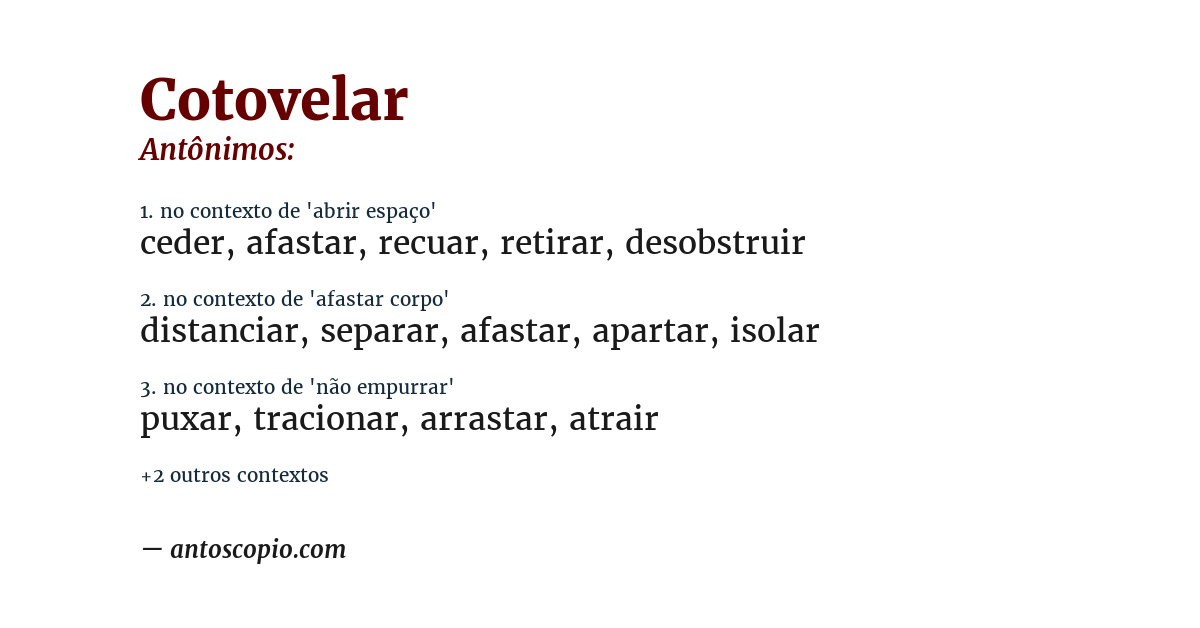 Antônimo de cotovelar