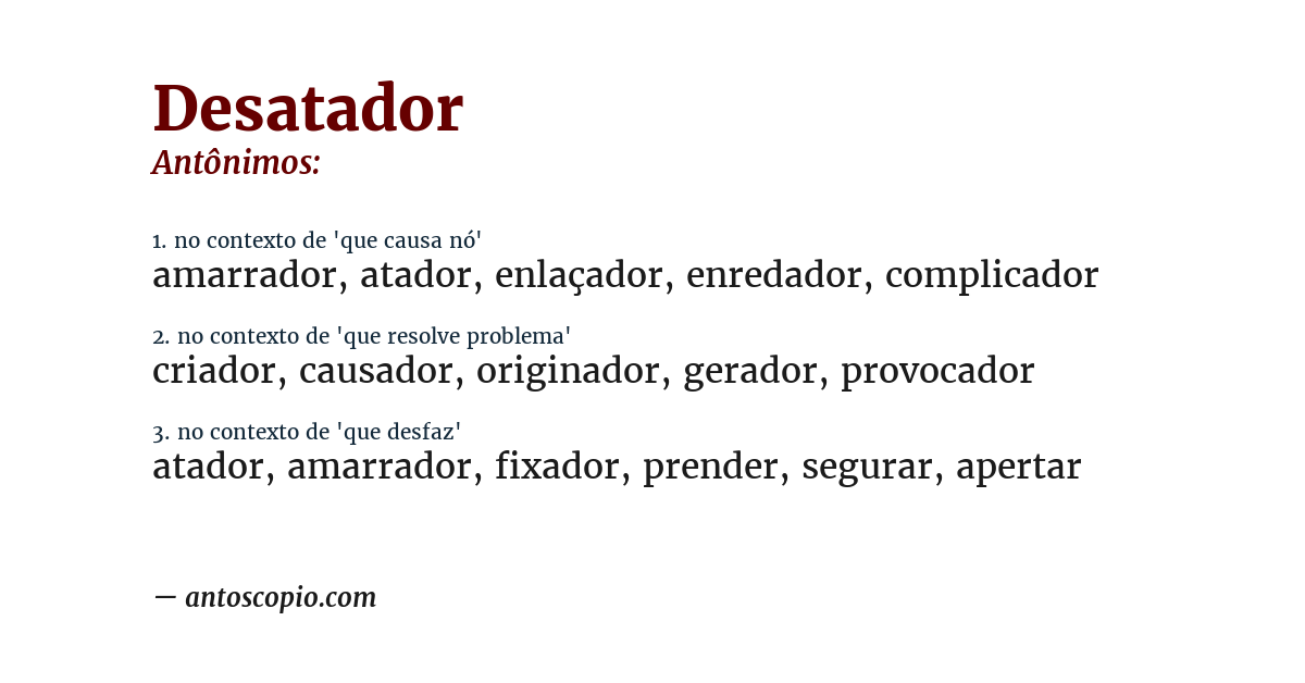 Antônimo de desatador