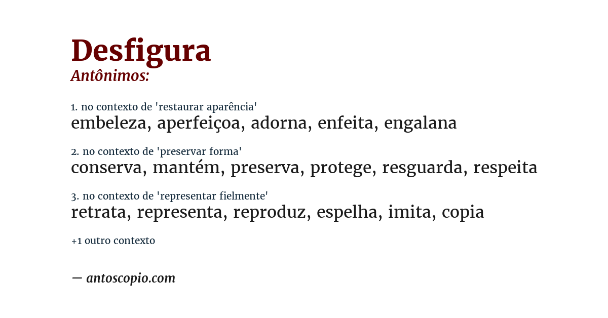 Antônimo de desfigura
