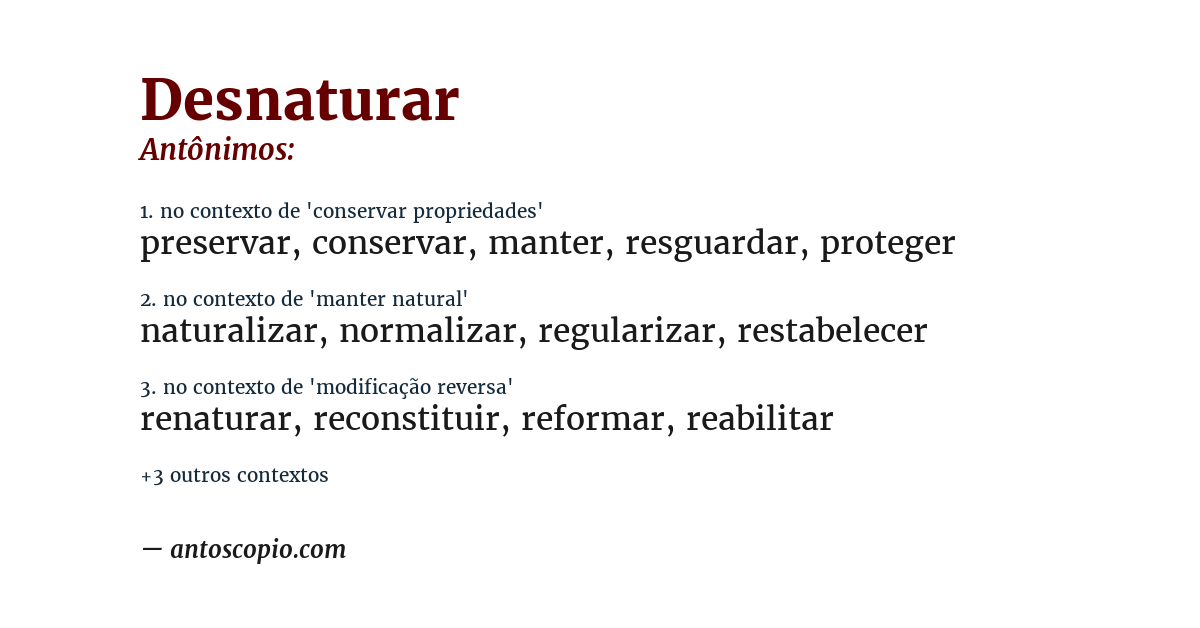 Antônimo de desnaturar