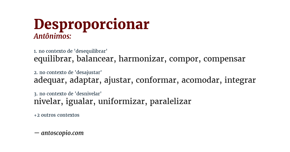 Antônimo de desproporcionar