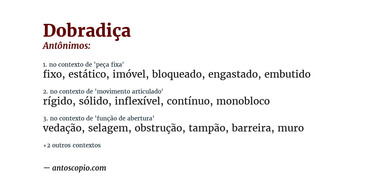 Antônimo de dobradiça