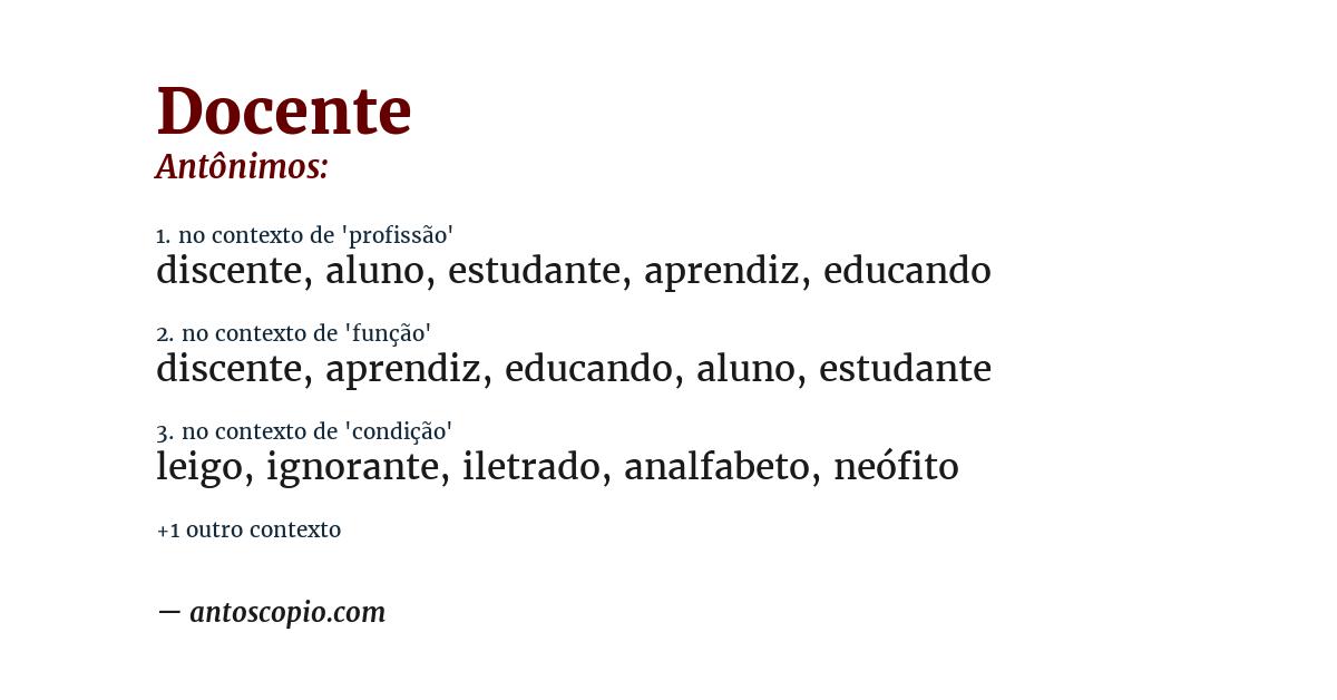 Antônimo de docente