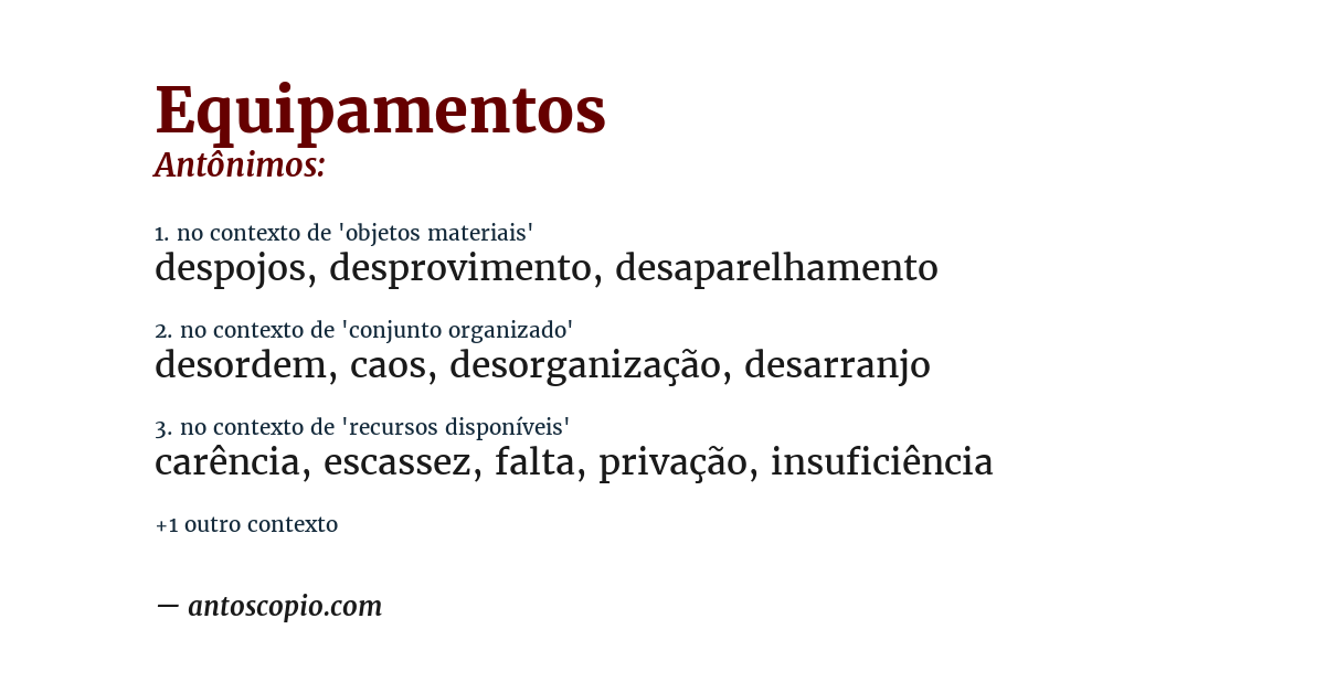 Antônimo de equipamentos
