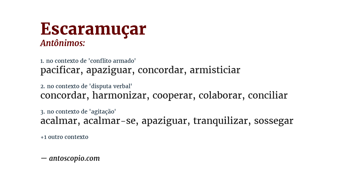 Antônimo de escaramuçar