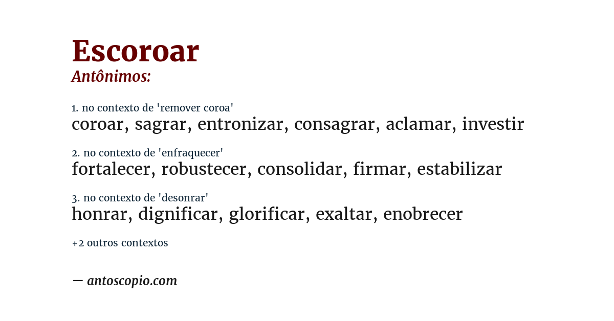 Antônimo de escoroar
