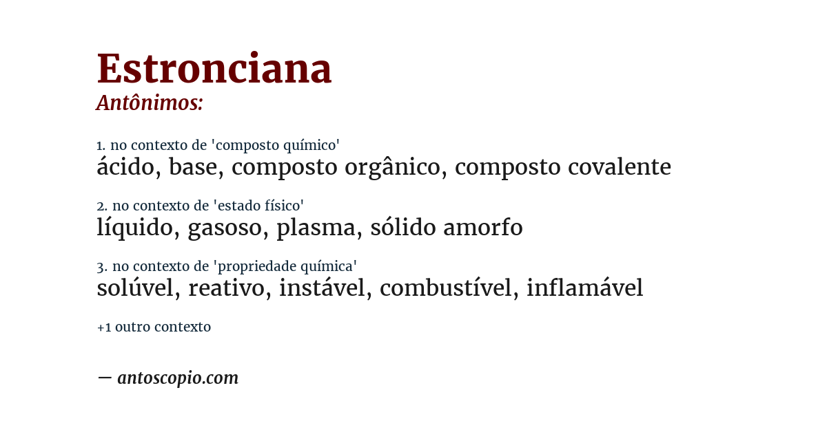 Antônimo de estronciana