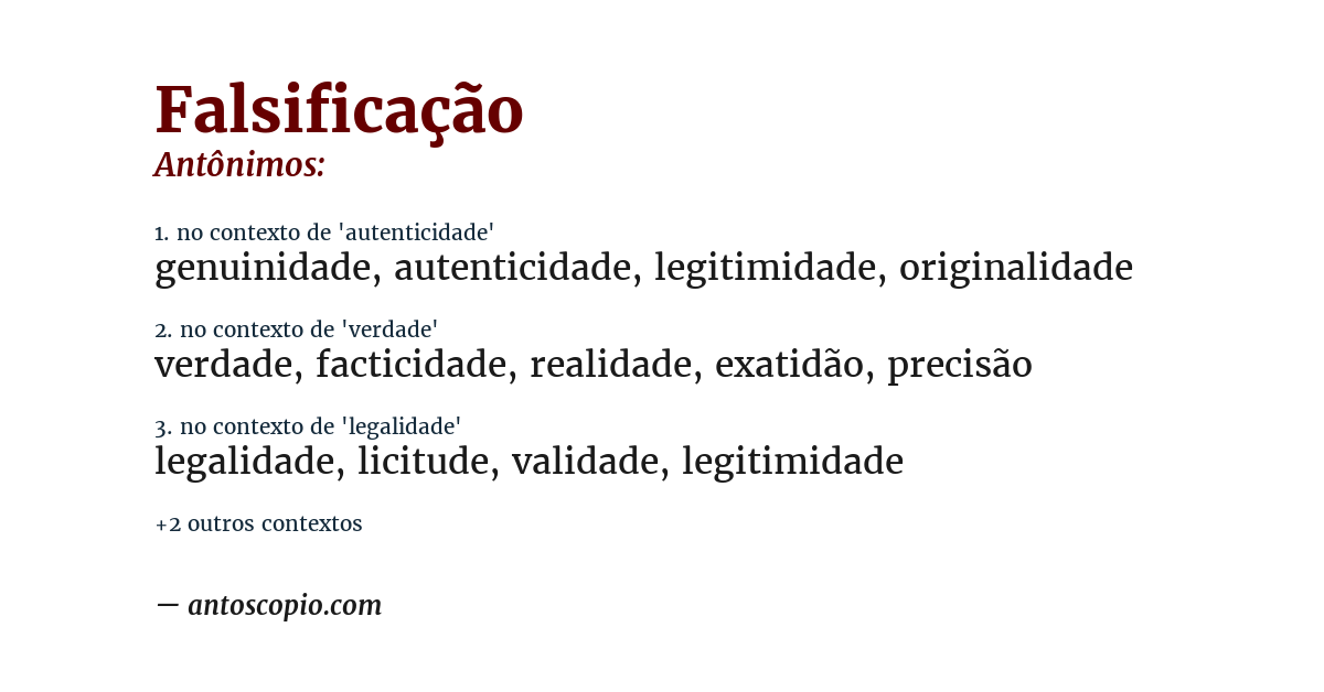 Antônimo de falsificação
