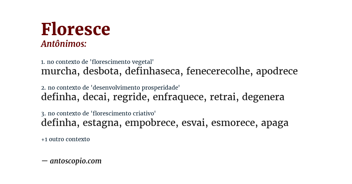 Antônimo de floresce