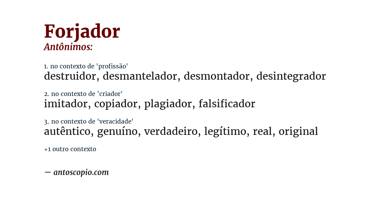 Antônimo de forjador