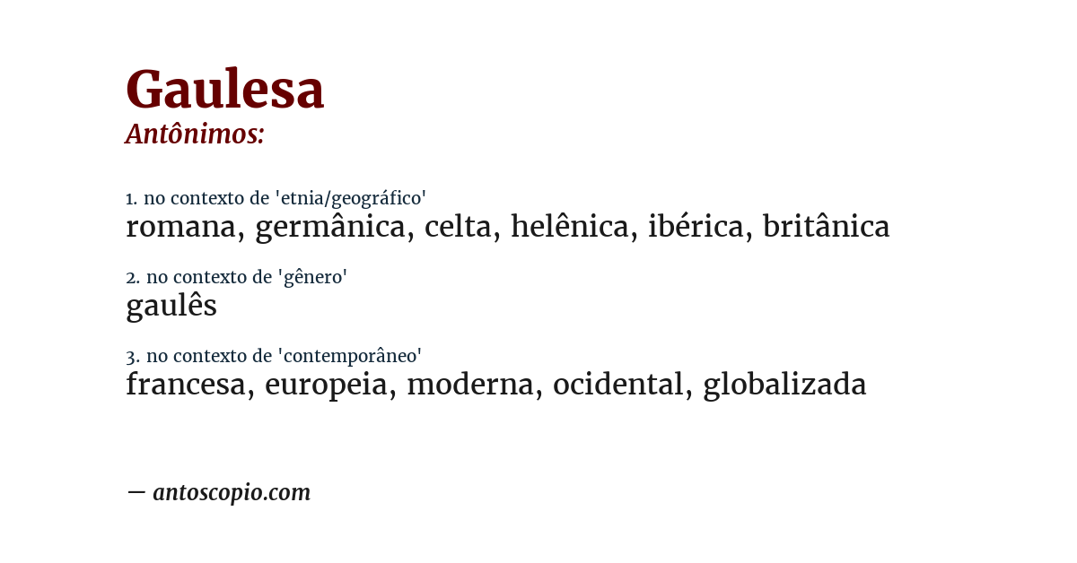 Antônimo de gaulesa