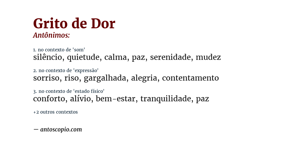 Antônimo de grito de dor