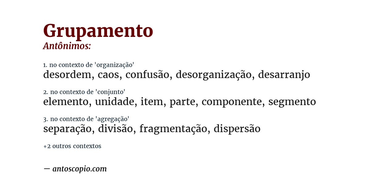 Antônimo de grupamento