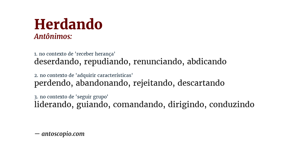 Antônimo de herdando