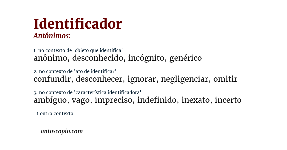 Antônimo de identificador
