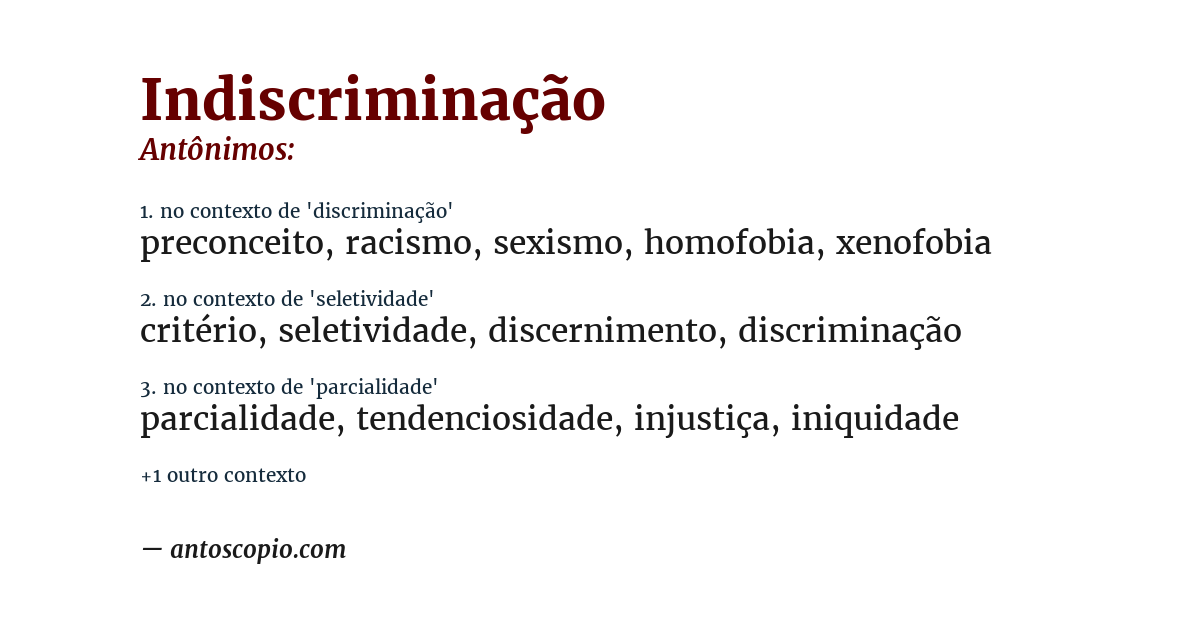 Antônimo de indiscriminação