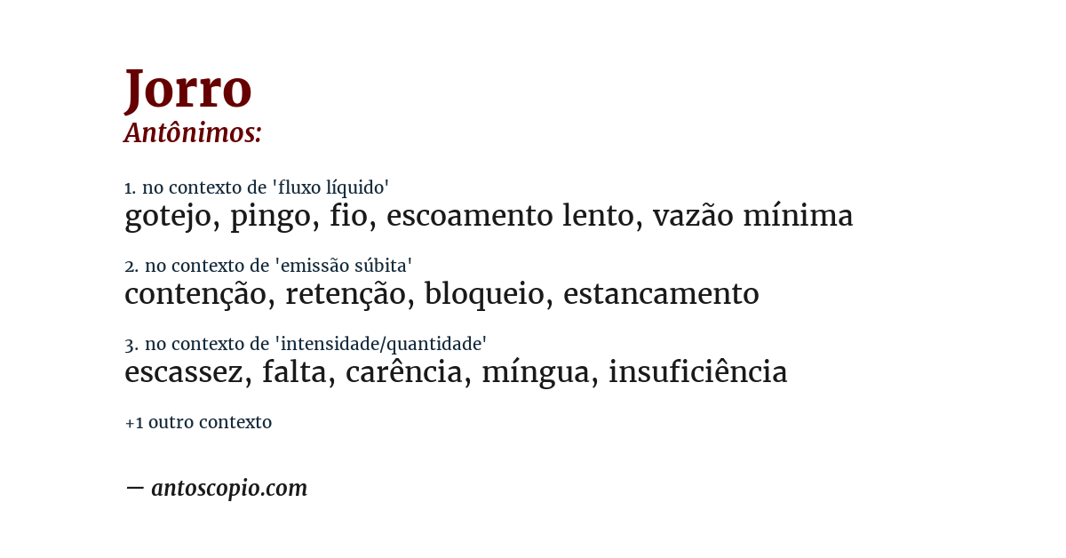 Antônimo de jorro
