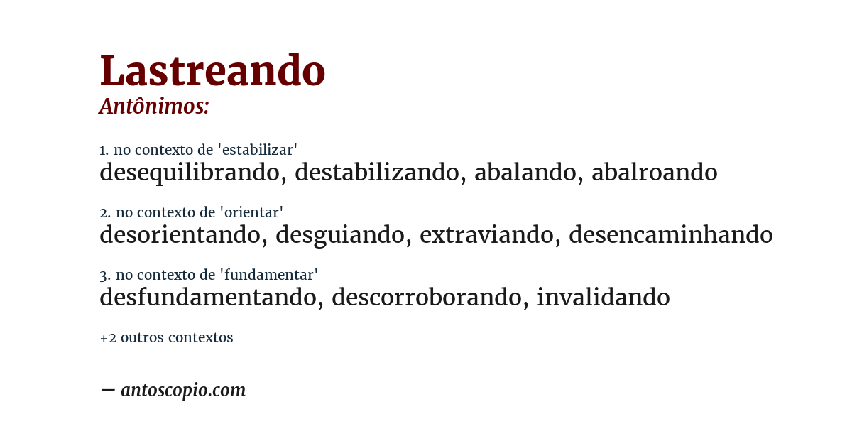 Antônimo de lastreando