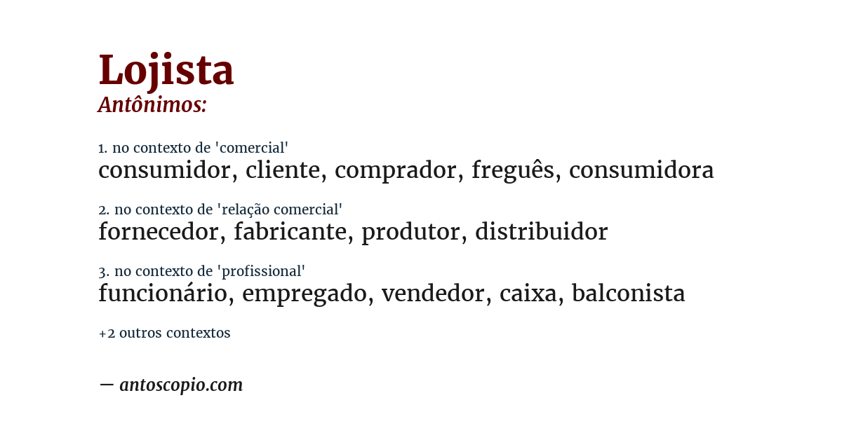 Antônimo de lojista